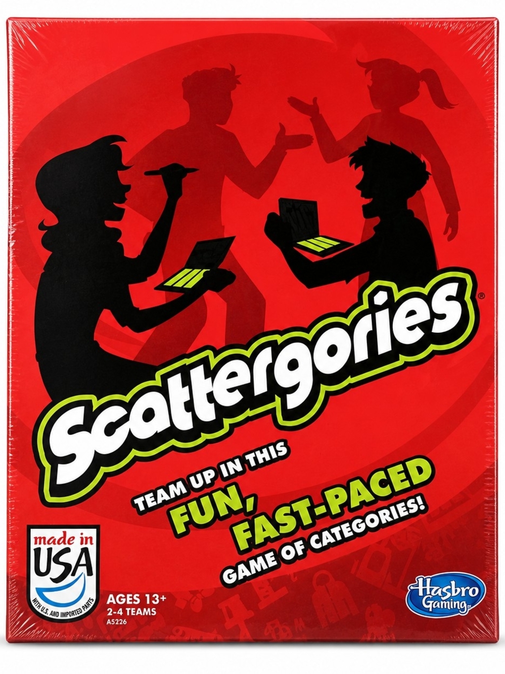 Hasbro Scattergories Board Game in Red with Black Accents